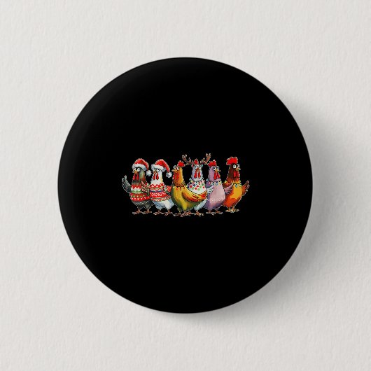 Badge Rond 5 Cm Fantastique Noël Poulet Farmer Noël Correspondant (Devant)