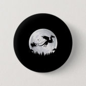 Badge Rond 5 Cm Fantasy Dragon Moon Sleigh, Santa Pulled By Dragon (Devant)