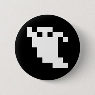 Badge Rond 5 Cm Fantôme à 8 bits pour pixels