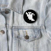 Badge Rond 5 Cm Fantôme à 8 bits pour pixels (En situation)