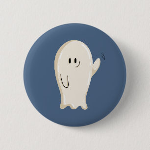 Badge Rond 5 Cm Fantôme amical qui agite la main