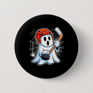 Badge Rond 5 Cm Fantôme Boo Jouant au Hockey Drôle de Hockey d'Hal