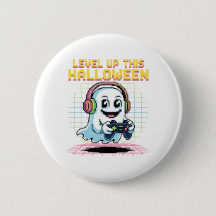 Badge Rond 5 Cm Fantôme de pixel rétro joueur Halloween mignon eff