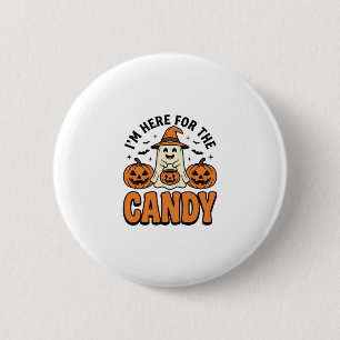 Badge Rond 5 Cm Fantôme d'Halloween ici pour les bonbons Mignon Vi