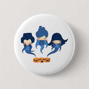 Badge Rond 5 Cm Fantômes de Kokeshi