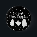 Badge Rond 5 Cm Fantômes mignons | Rassemblez votre feuille | Hall<br><div class="desc">Bouton d'Halloween avec trois mignons fantômes vous disant de rassembler votre feuille.</div>
