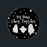 Badge Rond 5 Cm Fantômes mignons | Rassemblez votre feuille | Hall<br><div class="desc">Bouton d'Halloween avec trois mignons fantômes vous disant de rassembler votre feuille.</div>