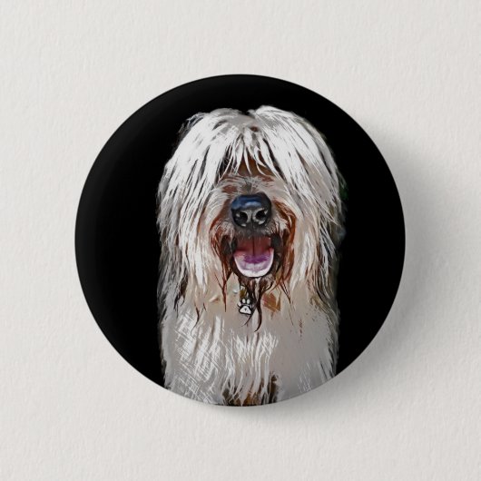 Badge Rond 5 Cm Faon de sourire Briard (Devant)