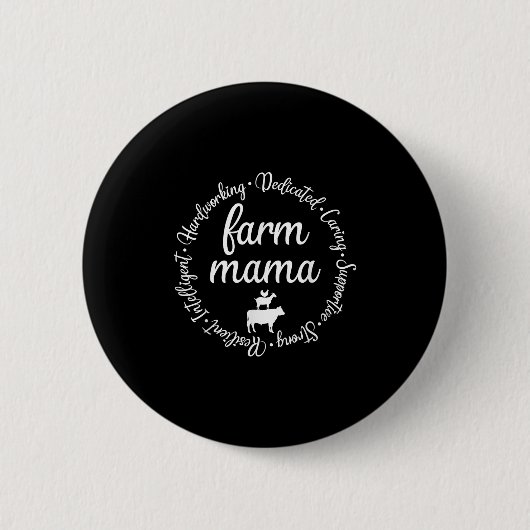 Badge Rond 5 Cm Farm Mama Hardworking Dedicated Goat Chicken G Cow (Devant)