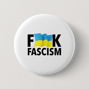 Badge Rond 5 Cm Fascisme - Censuré avec le drapeau ukrainien