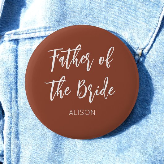 Badge Rond 5 Cm Father of the Bride Brown White Wedding