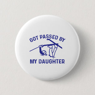 Badge Rond 5 Cm Fauchée par ma fille Drôle de ski en blanc