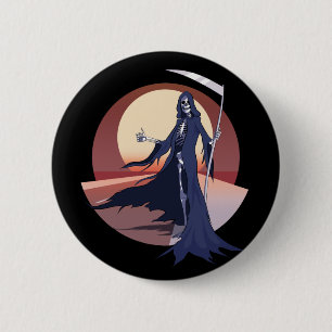Badge Rond 5 Cm Faucheur en auto-stop