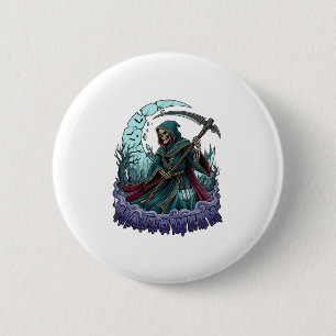 Badge Rond 5 Cm Faucheuse d'Halloween Lanterne Lune Brisée_1