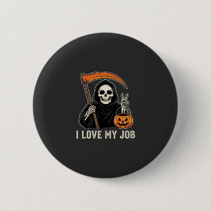 Badge Rond 5 Cm Faucheuse J'aime Mon Travail Dessin Halloween