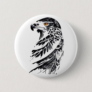Badge Rond 5 Cm Faucon Wild Animal Nature Illustration Art tatouag