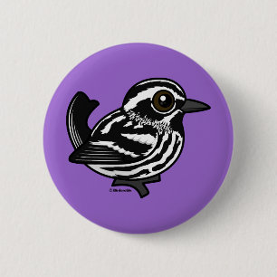 Badge Rond 5 Cm Fauvette noire et blanche de Birdorable