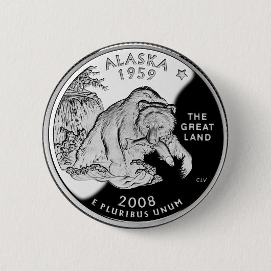 Badge Rond 5 Cm Faux Alaska State Quarter The Great Land Grizzly (Devant)