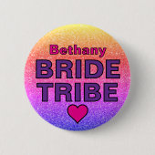 Badge Rond 5 Cm Faux Parties scintillant Mariée Tribu Nom personna (Devant)