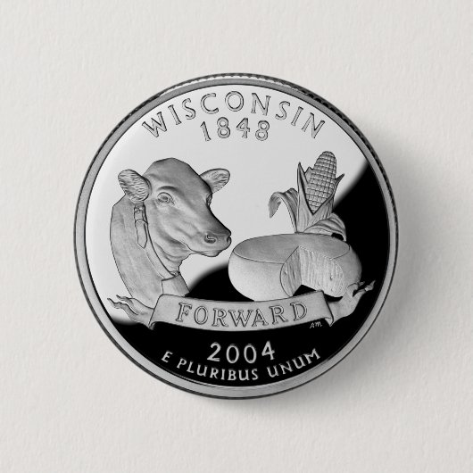Badge Rond 5 Cm Faux Wisconsin State Quarter Cow Cheese (Devant)