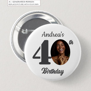 Badge Rond 5 Cm Faveur de photo de fête d'anniversaire 40 ans auda