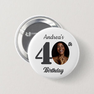 Badge Rond 5 Cm Faveur de photo de fête d'anniversaire 40 ans auda