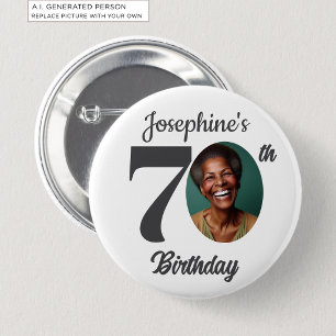 Badge Rond 5 Cm Faveur de photo de fête d'anniversaire 70 ans gras