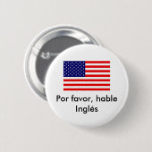 Badge Rond 5 Cm Faveur de Por, Inglés hable (Devant & derrière)