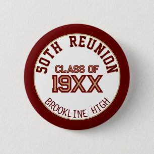 Badge Rond 5 Cm FAVOR ! bouton de réunion de 50e anniversaire de c