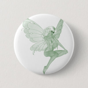 Badge Rond 5 Cm Fée 1A de vert de signature d'art d'absinthe
