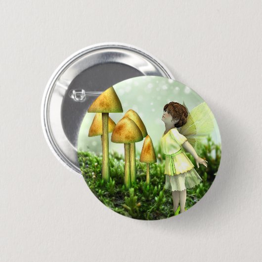 Badge Rond 5 Cm Fée curieuse - Fée et Tabourets (Devant & derrière)