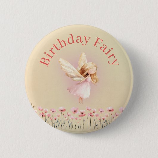 Badge Rond 5 Cm Fée d'anniversaire (Devant)
