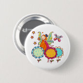 Badge Rond 5 Cm Fée de jardin avec des fleurs (Devant & derrière)