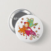Badge Rond 5 Cm Fée de jardin sur le champignon (Devant & derrière)