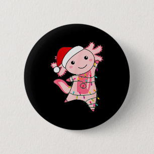 Badge Rond 5 Cm Fée de Noël Axolotl Lumière de Noël Axolotl