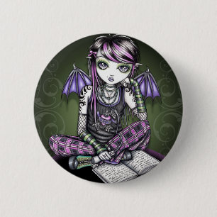 Badge Rond 5 Cm Fée de plaid de rose de tatouage d'Emo d'allié