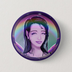 Badge Rond 5 Cm Fée de pluie violette