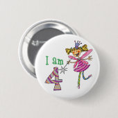 Badge Rond 5 Cm fée de princesse de 4 ans (Devant & derrière)