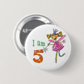Badge Rond 5 Cm fée de princesse de 5 ans (Devant & derrière)