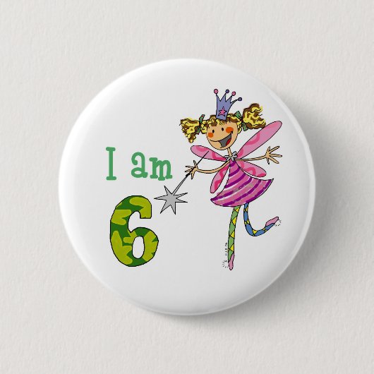 Badge Rond 5 Cm fée de princesse de 6 ans (Devant)
