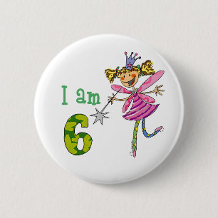 Badge Rond 5 Cm fée de princesse de 6 ans