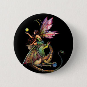 Badge Rond 5 Cm Fée des Orbes du Dragon et Dragon par Molly Harris