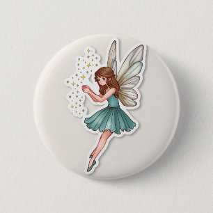 Badge Rond 5 Cm Fée Magique Fantaisiste