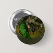 Badge Rond 5 Cm Fée mignonne en bateau avec lucioles (Devant & derrière)