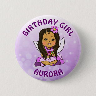 Badge Rond 5 Cm Fée personnalisée jolie fille d'anniversaire