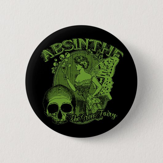 Badge Rond 5 Cm Fée verte Absinthe Dame (Devant)