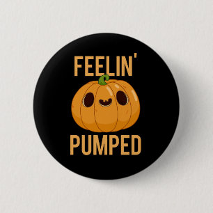 Badge Rond 5 Cm Feelin Pompé Funky Citrouille Pun Dark BG