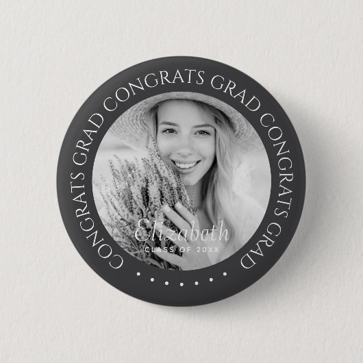 Badge Rond 5 Cm Félicats Grad Simple Moderne Photo personnalisée (Devant)