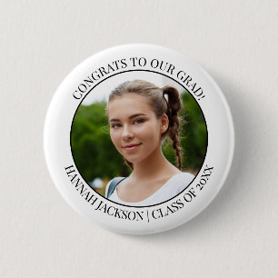 Badge Rond 5 Cm Félicitations à Notre Grad ! Photo - Classe 20xx