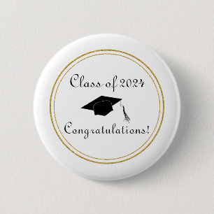 Badge Rond 5 Cm Félicitations Casquette de diplômes Simple Élégant